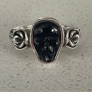 King Baby black skull and roses ring